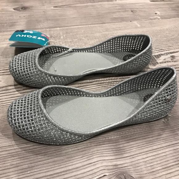 NEW Zaxy Glittery Silver Jelly Sandals - Picture 2 of 2